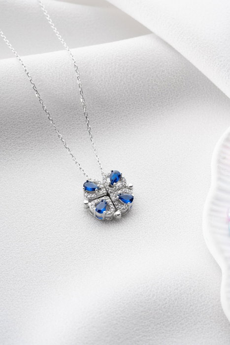 Heliophilia Silver NRZ999182 Collar de Plata de Ley 925 con Circon Azul y Blanco