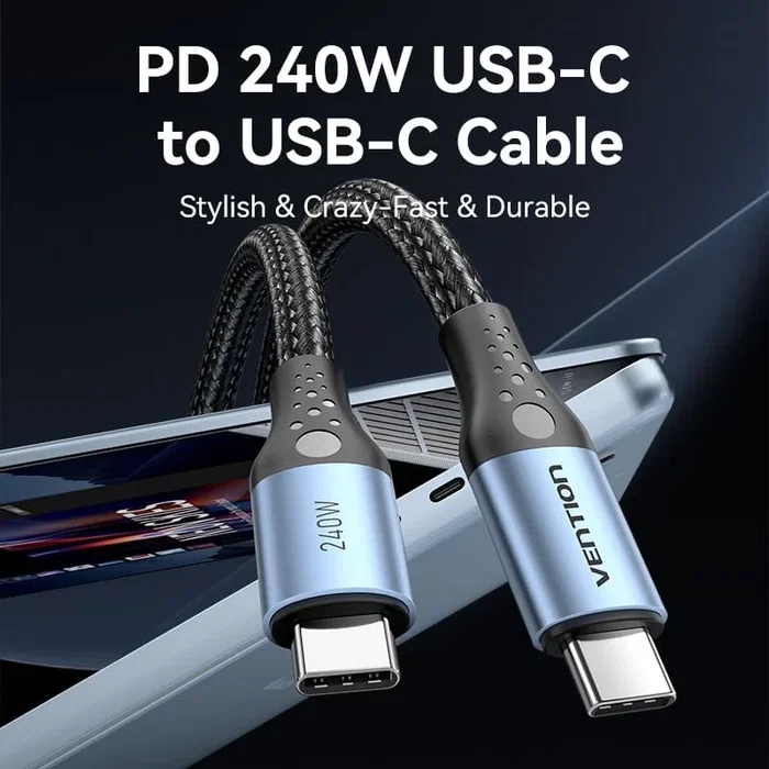 Vention Cable USB-C a USB-C 240W 0.5 m Azul y Negro Vention Cable USB-C a USB-C 240W 0.5 m Azul y Negro
