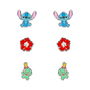 Disney Set 3 Pares de Pendientes Stitch y Scrump Bañados en Plata