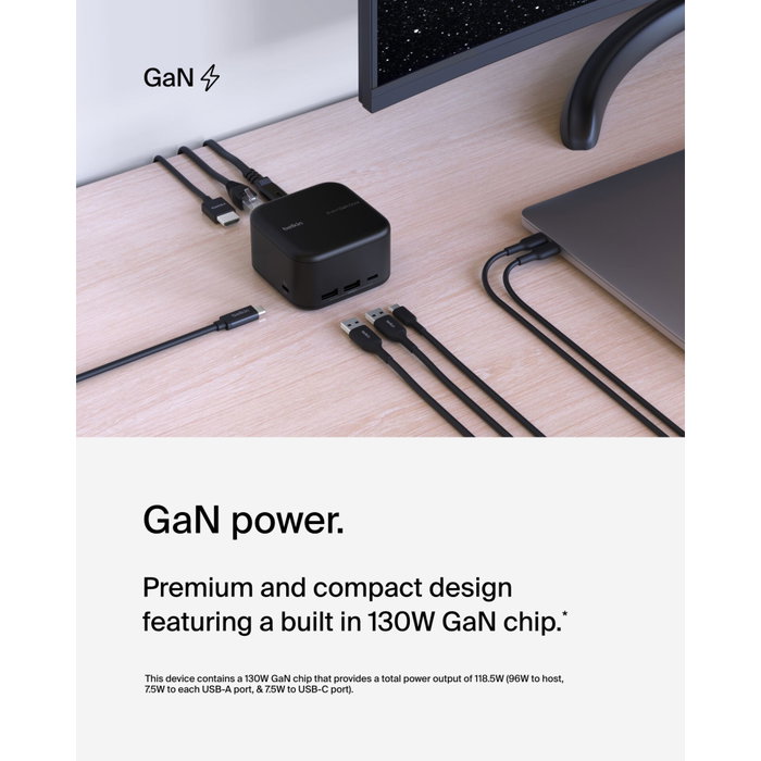 Belkin INC018vfBK Estación de Acoplamiento USB-C 6-en-1 Core GaN 96W PD Negro Belkin INC018vfBK Estación de Acoplamiento USB-C 6-en-1 Core GaN 96W PD Negro