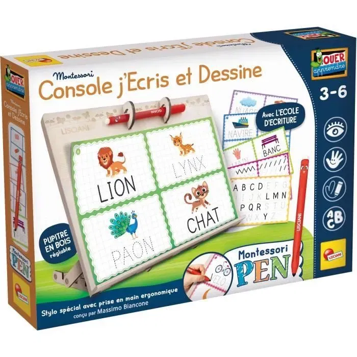 Liscianigiochi Mesa de Dibujo y Escritura MONTESSORI PEN LIS8008324112319 Juego Educativo para Niños a Partir de 3 Años