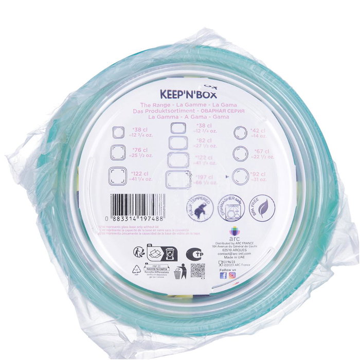 Recipiente Redondo Vidrio con Tapa Keep'N Lagon Luminarc 15,6x6,6 cm - 92 cL Recipiente Redondo Vidrio con Tapa Keep'N Lagon Luminarc 15,6x6,6 cm - 92 cL