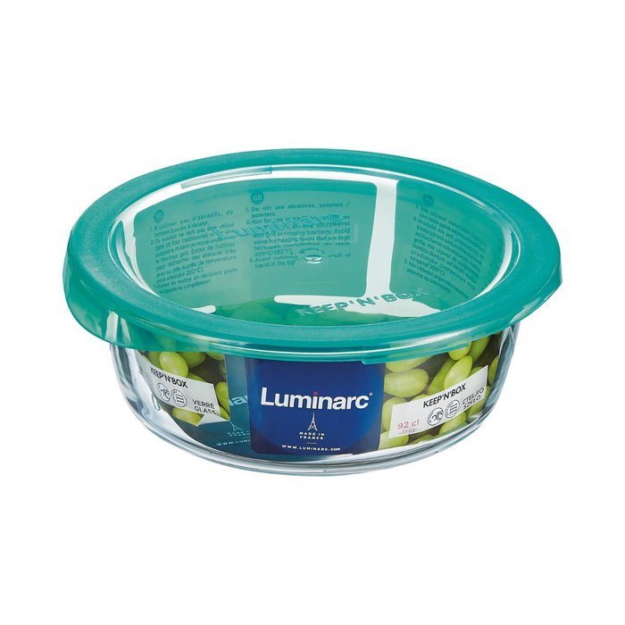 Recipiente Redondo Vidrio con Tapa Keep'N Lagon Luminarc 15,6x6,6 cm - 92 cL Recipiente Redondo Vidrio con Tapa Keep'N Lagon Luminarc 15,6x6,6 cm - 92 cL