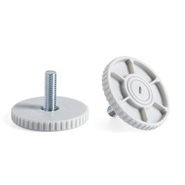 HERRAJES ALK Pie Nivelador RIDO Ø50 M8X24 Acabado Negro y Gris Acero y Plástico