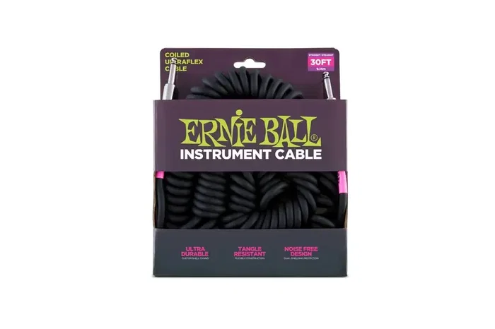 Ernieball Spiral Jack-Jack Negro - Cable para Instrumentos, 7.62 M