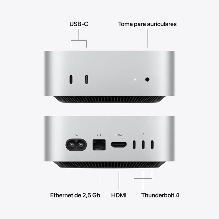 Apple Mac mini M6 12-Core CPU 16GB 256GB SSD Plata Apple Mac mini M6 12-Core CPU 16GB 256GB SSD Plata