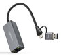 Nanocable Conversor USB-C + USB-A 3.0 a Ethernet RJ45, 1000 Mbps, Gris