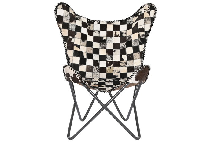 DKD Home Decor Sillón Colonial Marrón Oscuro Crema Piel y Hierro 70 x 90 x 70 cm