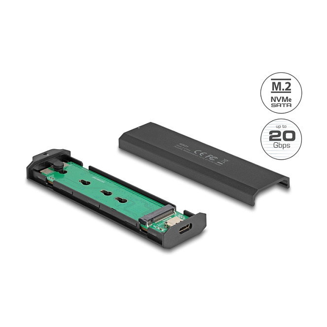 DeLOCK 42031 Caja externa para SSD M.2 NVMe PCIe/SATA USB Tipo-C 20 Gbps DeLOCK 42031 Caja externa para SSD M.2 NVMe PCIe/SATA USB Tipo-C 20 Gbps