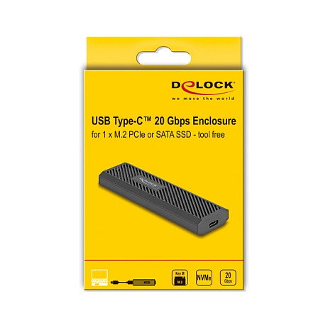 DeLOCK 42031 Caja externa para SSD M.2 NVMe PCIe/SATA USB Tipo-C 20 Gbps DeLOCK 42031 Caja externa para SSD M.2 NVMe PCIe/SATA USB Tipo-C 20 Gbps