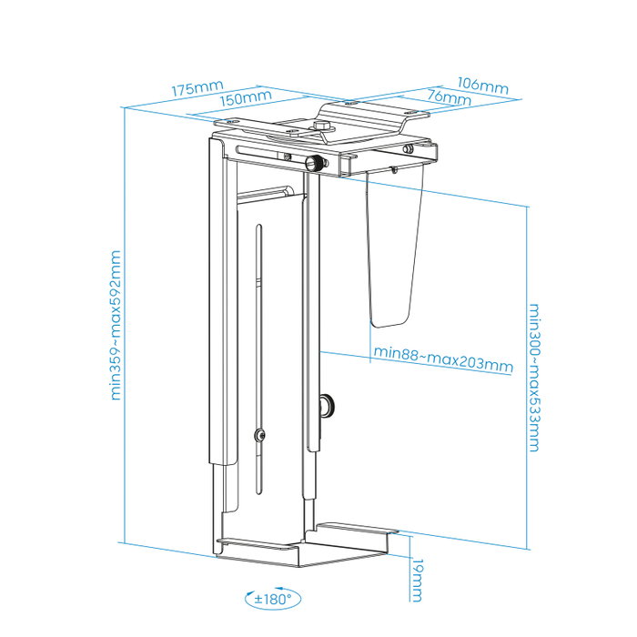 Tooq Soporte Metálico para CPU TQMUD01 Negro