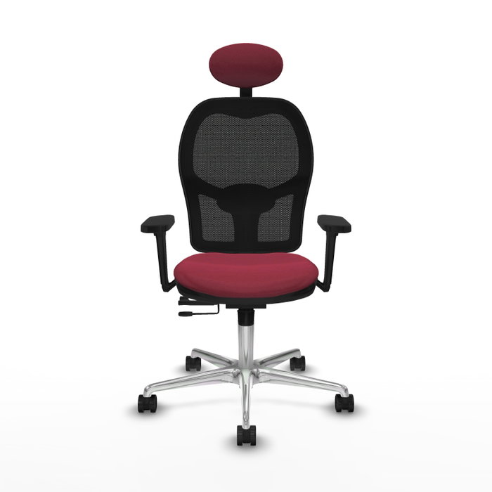 PIQUERAS Y CRESPO Silla de oficina Jorquera con mecanismo Sincro/Traslack, Granate y Negro