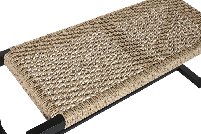 DKD Home Decor Descalzadora Boho Negro Natural Teca Fibra 40 x 47.5 x 120 cm