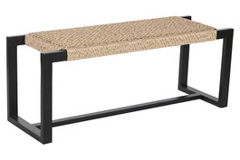 DKD Home Decor Descalzadora Boho Negro Natural Teca Fibra 40 x 47.5 x 120 cm