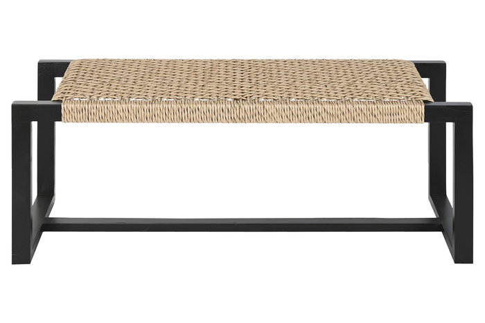 DKD Home Decor Descalzadora Boho Negro Natural Teca Fibra 40 x 47.5 x 120 cm