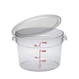 DB MARK Bote de Cocina Redondo Policarbonato Transparente con Tapa, Capacidad 11.4 Litros (378 mm Diametro) para Almacenaje y Transporte