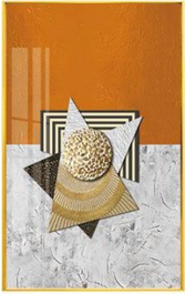 DKD Home Decor Cuadro Abstracto Porcelánico Naranja y Dorado 80x120 cm