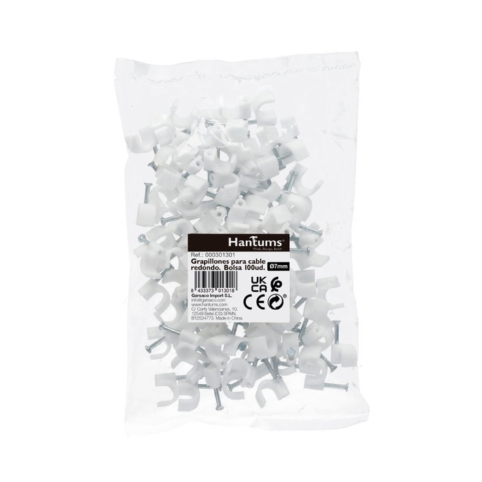 Hantums Bolsa de 100 grapillones para cable manguera redondo 7mm