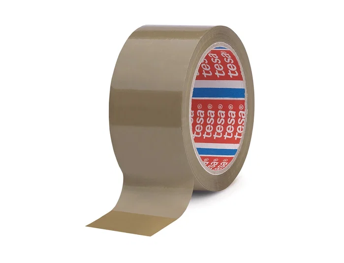 Tesa Cinta adhesiva marrón de polipropileno para embalaje, 66 m x 50 mm, precinto de 28 micras