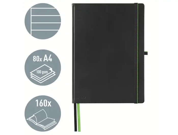 Leitz Cuaderno encolado Complete tapa dura DIN A4 80 hojas rayado horizontal negro Leitz Cuaderno encolado Complete tapa dura DIN A4 80 hojas rayado horizontal negro