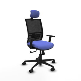PIQUERAS Y CRESPO Silla de oficina Yunquera con mecanismo Sincro, Azul claro y Negro