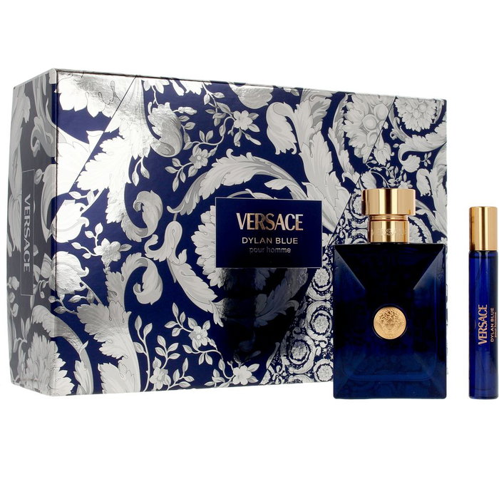 Versace Dylan Blue Eau de Toilette Estuche 3 Piezas, 100 ml + 10 ml + Neceser, Hombre, Familia Aromática Fougère