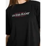 Guess Camiseta American Tradition para mujer - Corte holgado boxy, algodón orgánico, color negro, talla L - W4YI08K8HM0