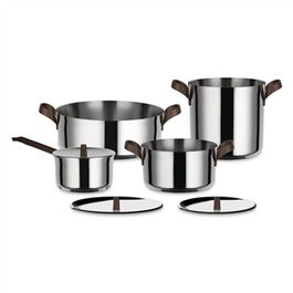 Alessi PU100S7 Batería de Cocina 7 Piezas Acero Inoxidable 18/10 Apto para Inducción