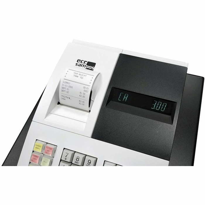 Ecr sampos ER-057S Registradora TPV Blanca con Display VFD y 14 Departamentos