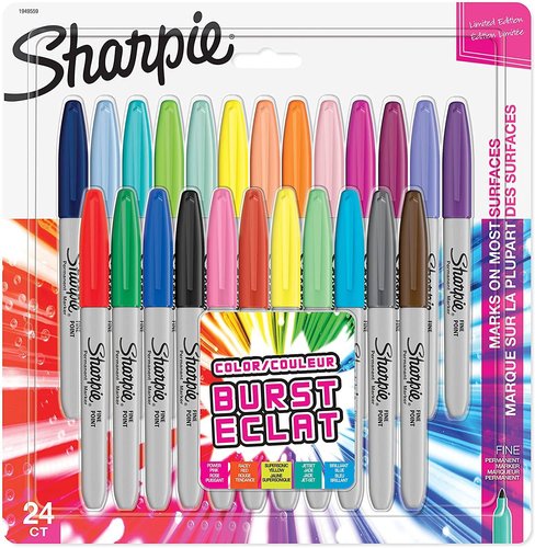 Rotulador Permanente Sharpie Fine Big Pack Burst Eclat Caja Regalo De 24
