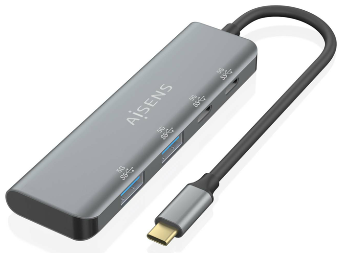 Aisens Hub USB 3.2 Gen1 Gris Aluminio con 2xUSB-C y 2xUSB-A Aisens Hub USB 3.2 Gen1 Gris Aluminio con 2xUSB-C y 2xUSB-A