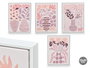 Giftdecor Cuadro Lienzo Marco Blanco Jarrones Rosa Surtidos 30x40x3 cm (Set de 4)