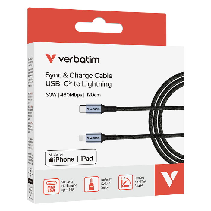 Verbatim Cable Sync & Charge USB-C a Lightning de 120 cm