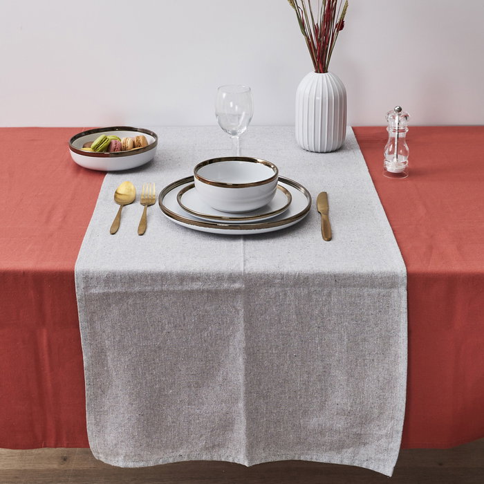 Home Deco Factory Camino de Mesa Gris 150x50 cm Algodón Poliéster Viscosa