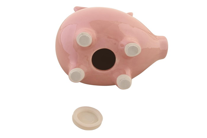 DKD Home Decor Hucha Cerdo Iridiscente Rosa