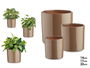 Ibergarden Set 3 Macetas Cerámica Cilindro Taupe (13.5x13.5x12 cm, 17x17x15 cm, 22x22x19 cm)