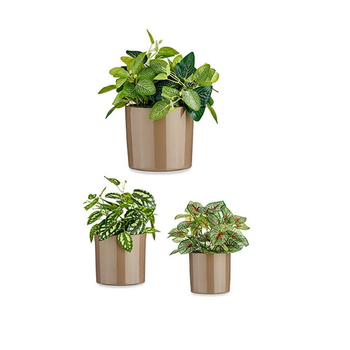 Ibergarden Set de 3 Macetas de Cerámica Cilindro Taupe Ibergarden Set de 3 Macetas de Cerámica Cilindro Taupe