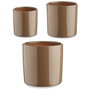 Ibergarden Set de 3 Macetas de Cerámica Cilindro Taupe
