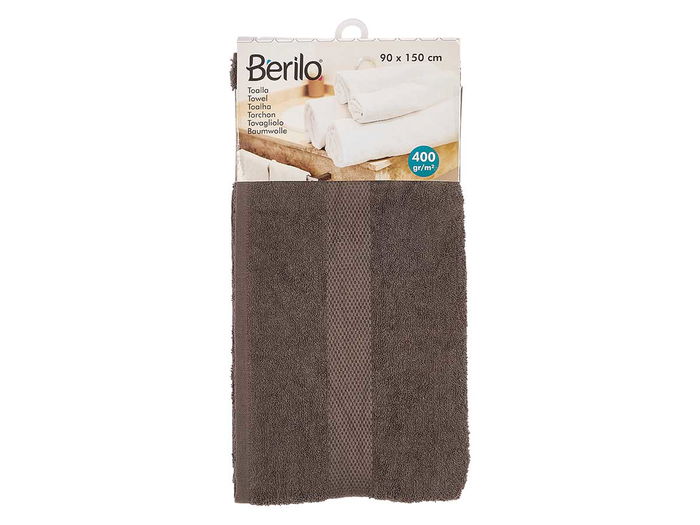 Berilo Toalla Lisa de Baño 150x90 cm en Color Gris - 80% Algodón 20% Poliéster - Gramaje 400 g (Set de 12)