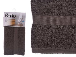 Berilo Toalla Lisa de Baño 150x90 cm en Color Gris - 80% Algodón 20% Poliéster - Gramaje 400 g (Set de 12)