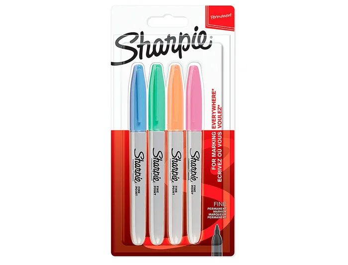 Sharpie Marcador Permanente Fine Punta Redonda 0,9mm Surtido Pastel 4 Unidades