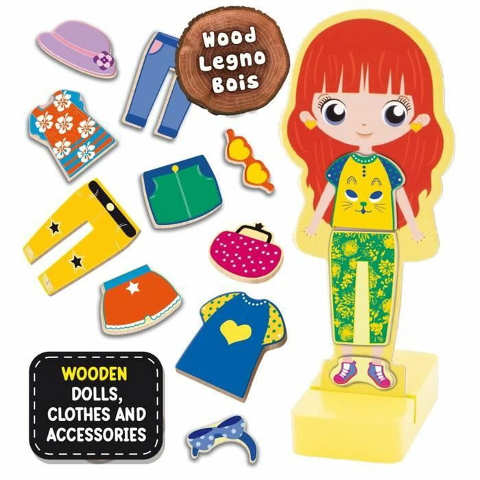 Lisciani Giochi Muñeca de madera para crear fantásticos conjuntos - Método Montessori Lisciani Giochi Muñeca de madera para crear fantásticos conjuntos - Método Montessori