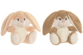 DKD Home Decor Peluche de Conejo Marrón y Beige de Poliéster