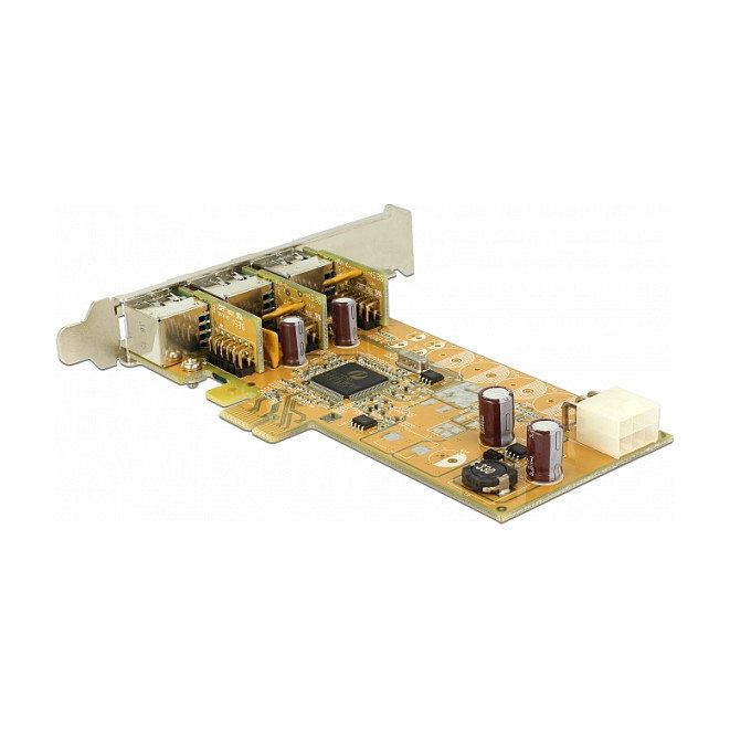 DeLOCK PCI Express x1 Karte 89656 - Tarjeta de expansión con 3 puertos USB 2.0 Powered (12V), chipset Pericom PI7C9X, transferencia hasta 0.48 Gbit/s