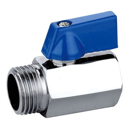 Verhal Válvula Esfera Mini M-H 1/2 Pulgada con Palanca Azul - Latón y Aluminio