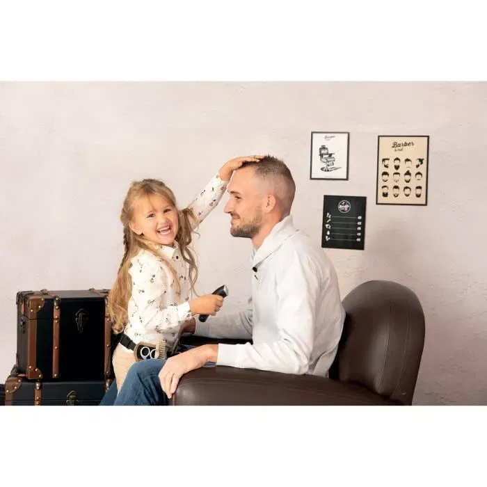 Smoby Cinturón Barbero y Corte para Niños con 10 Accesorios: Tijeras, Cortapelos, Cuchilla, Espejo y Secador