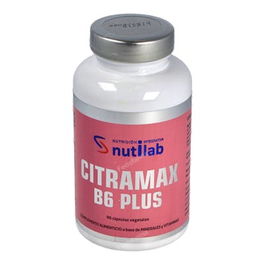 NUTILAB Citramax B6 Plus 90Cap. Citrato de Magnesio con Vitaminas B6 y D3 para Energía y Músculos
