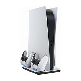 EgoGear SCC5-P5-WH Sistema de Carga y Base de Enfriamiento para PlayStation 5 PS5, Blanco, con Indicadores LED