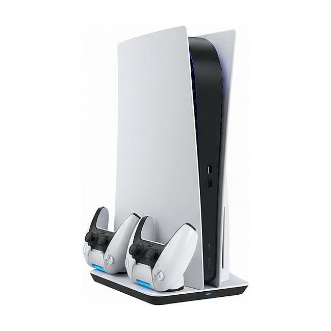 EgoGear SCC5-P5-WH Sistema de Carga y Base de Enfriamiento para PlayStation 5 PS5, Blanco, con Indicadores LED