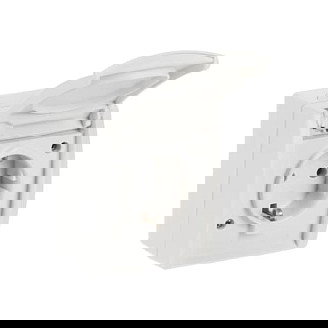 Busch-Jaeger Steckdose con tapa BJ 20EW-54, 1 enchufe CEE 7/3 2P+E, IP44, alpinweiß/oceano, 250 V, 16 A, Blanco, 74 mm